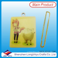 Printed Cartoon Rectangle Metal Dog Tag with Chain
